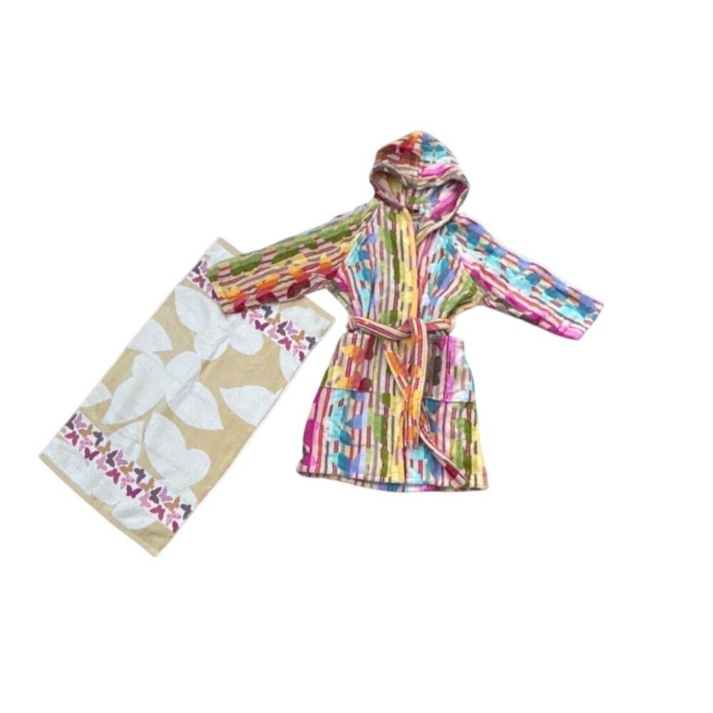 Missoni Multicolor Hooded Bathrobe & Patterned Towel Set For Girls Age 6